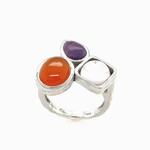 Ladies Multi-color Ring / Silver Size 7