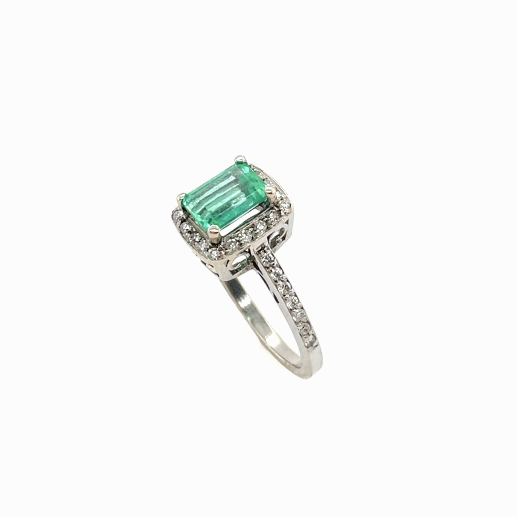 14 Kt WG Emerald Ring 0.93 Diamond Ctw  #6.25
