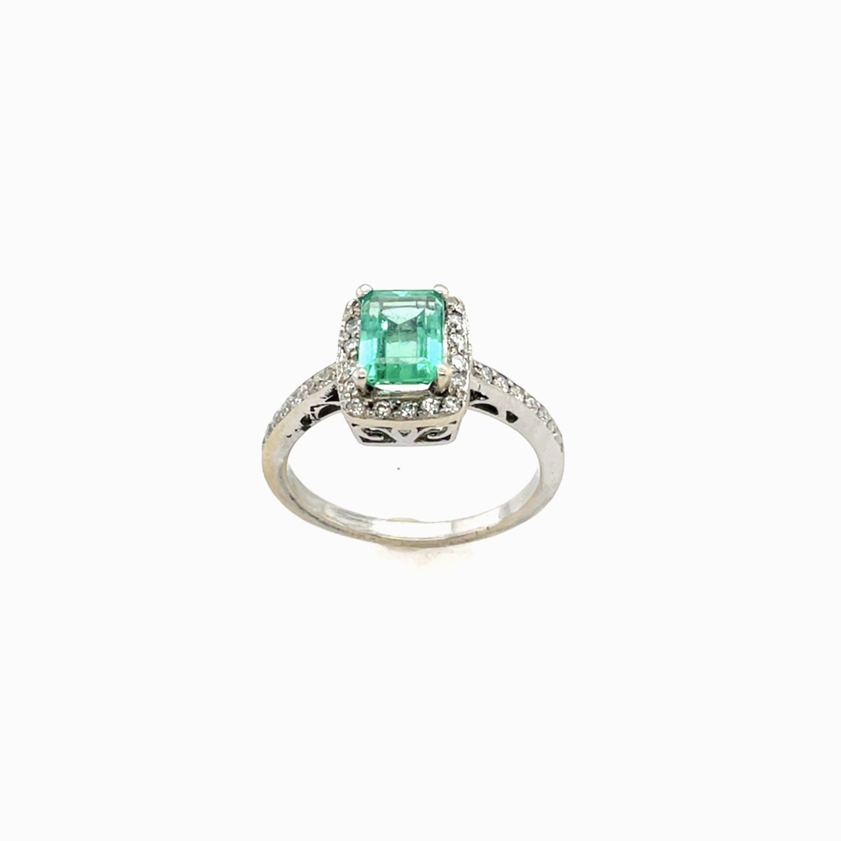 14 Kt WG Emerald Ring 0.93 Diamond Ctw  #6.25