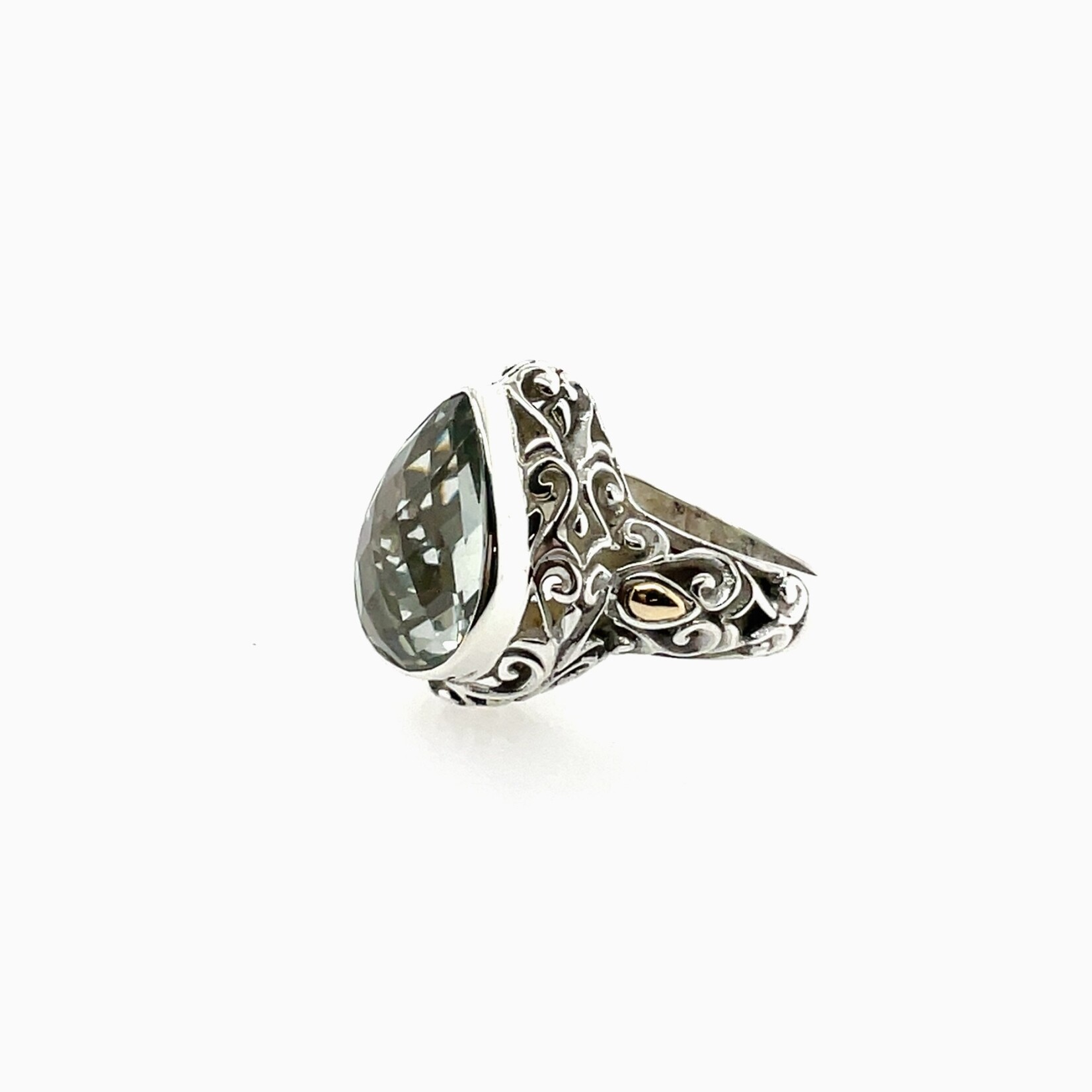 Ladies Green Prasiolite Ring / Silver Size 7