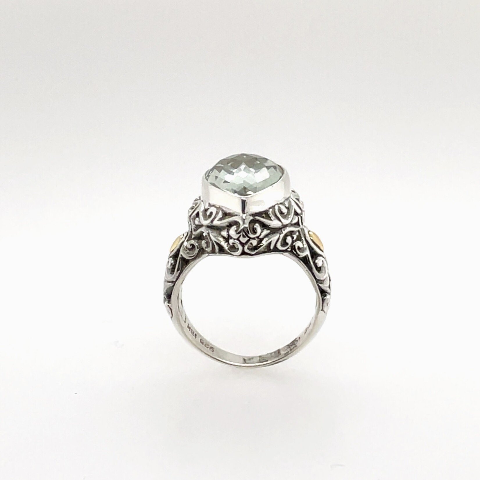 Ladies Green Prasiolite Ring / Silver Size 7