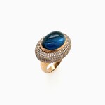 Ladies Oval Blue Quartz, Size 7.5