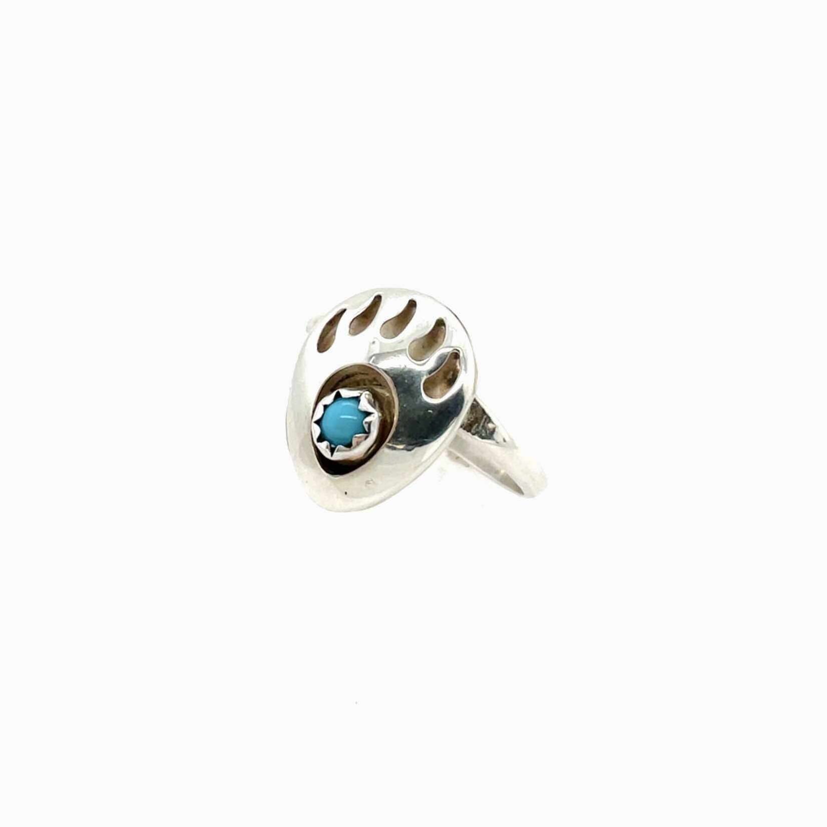 Silver Turqouise Bear Paw Ladies Ring