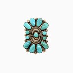 Turquoise Flower Ring, Size 6.75