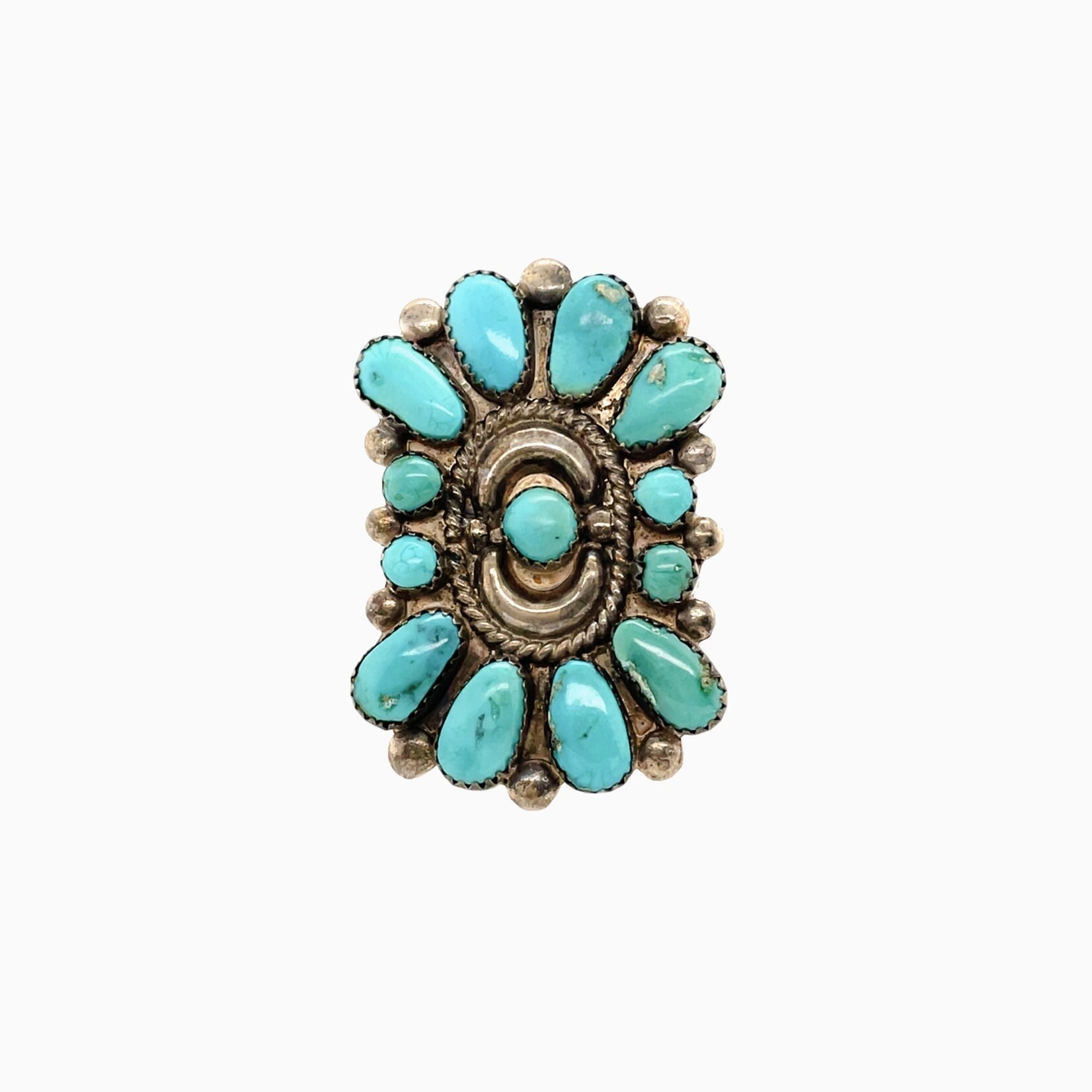 Ladies Turquoise Flower Ring  Size 6.75