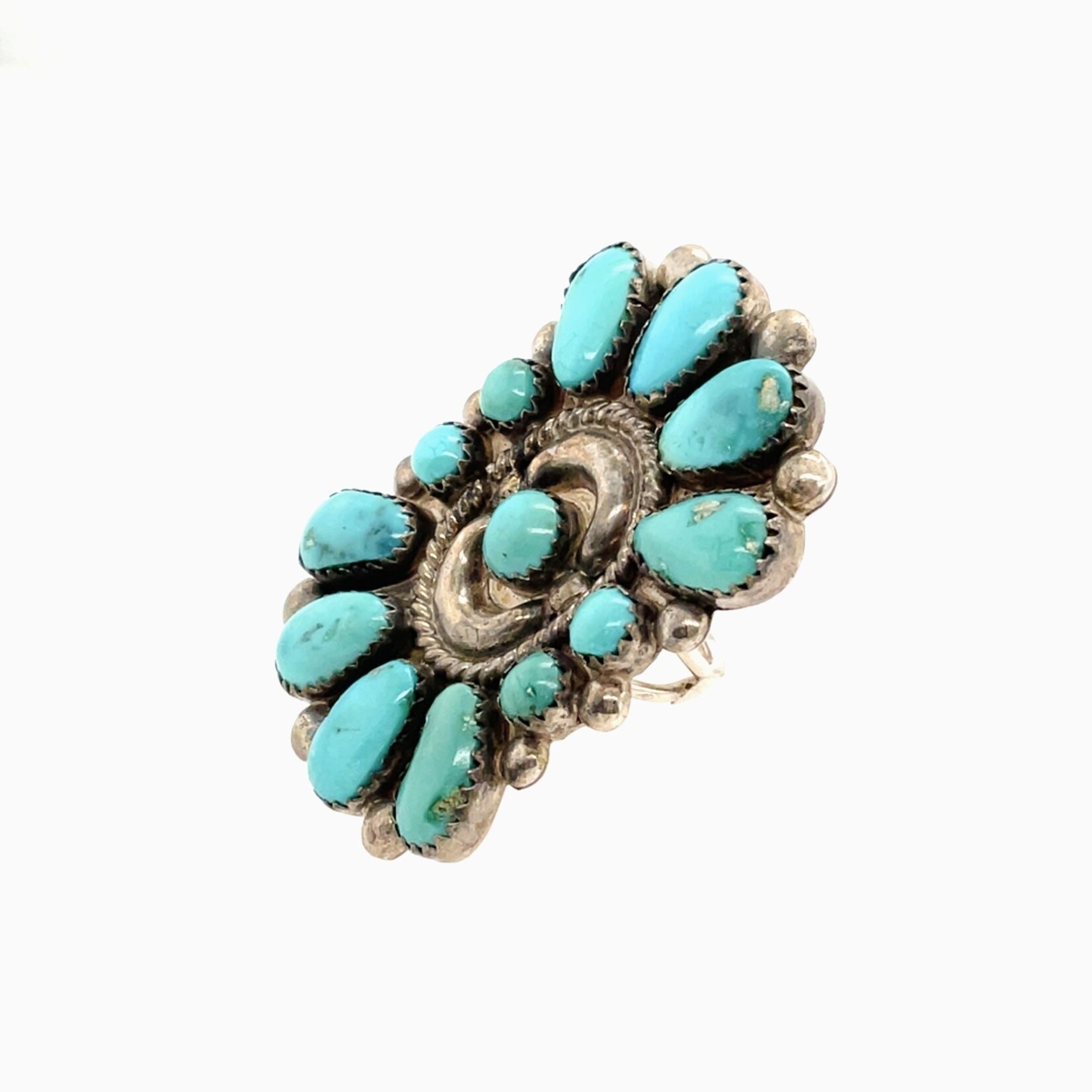 Ladies Turquoise Flower Ring  Size 6.75