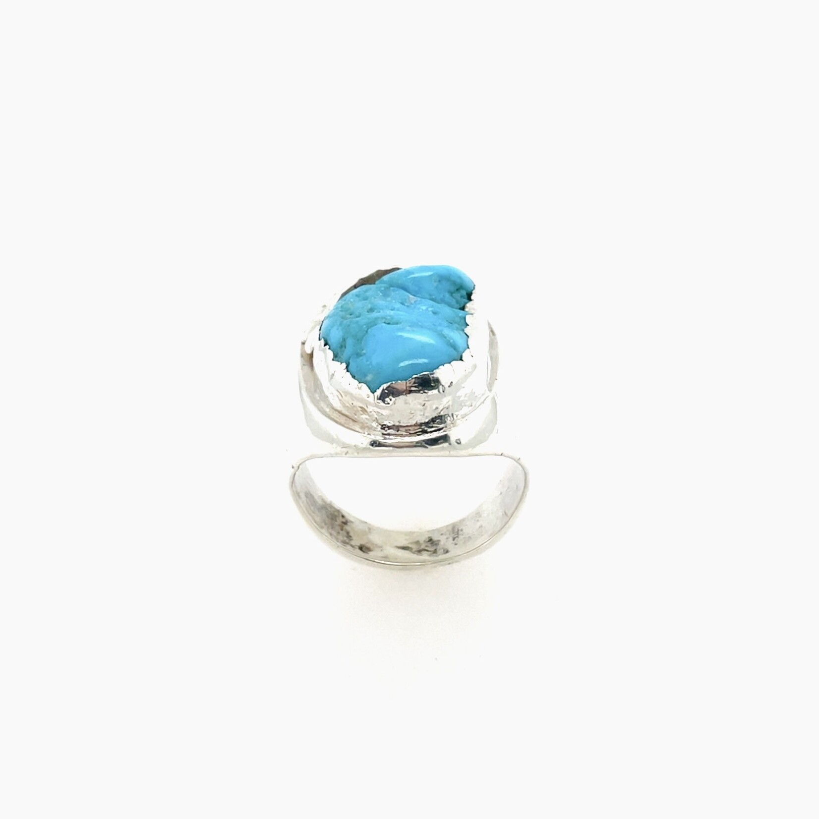 Turquoise Silver Ring / Silver Size 8.5/ 6mm