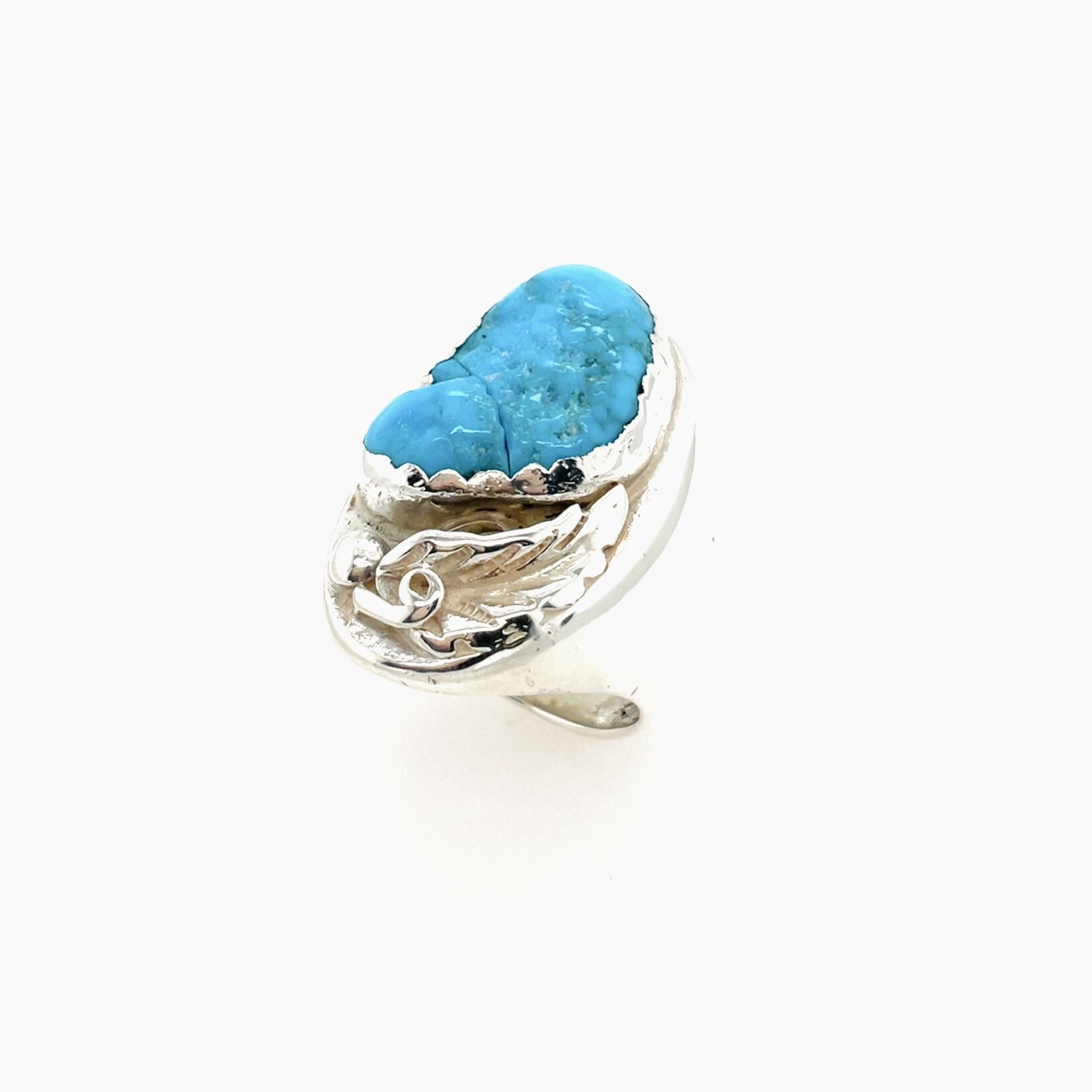 Turquoise Silver Ring / Silver Size 8.5/ 6mm