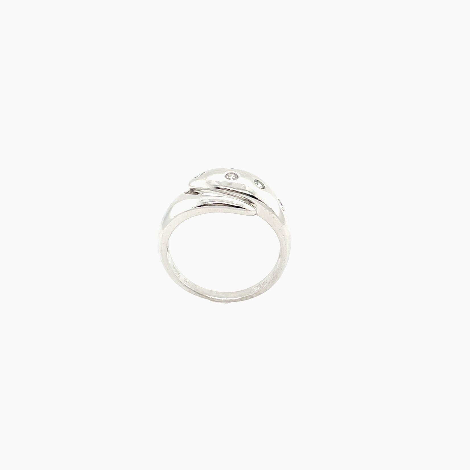 Sterling Silver YSL Style Ring Diamond & CZ, Size 7