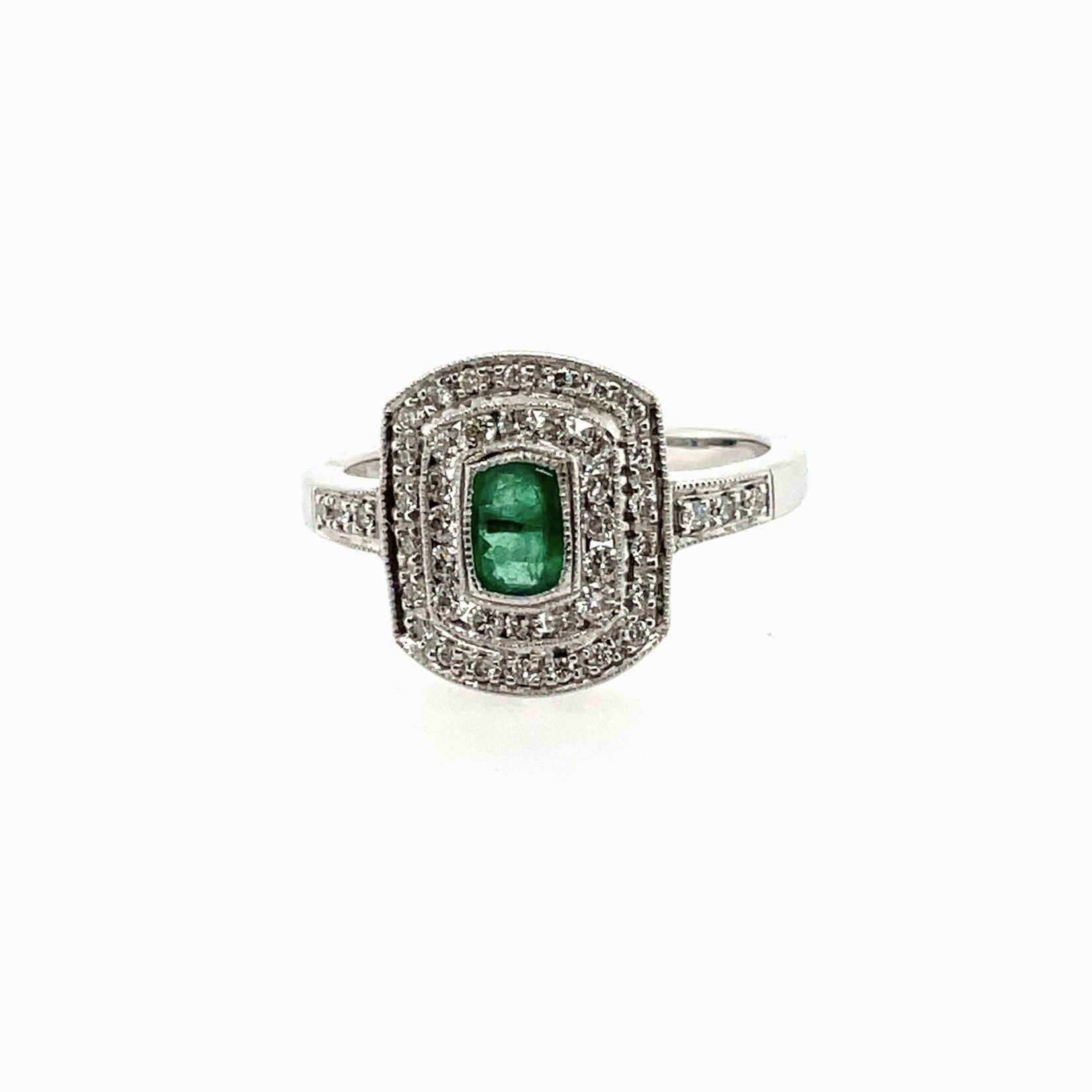 14K Emerald Diamond Ring Size 7