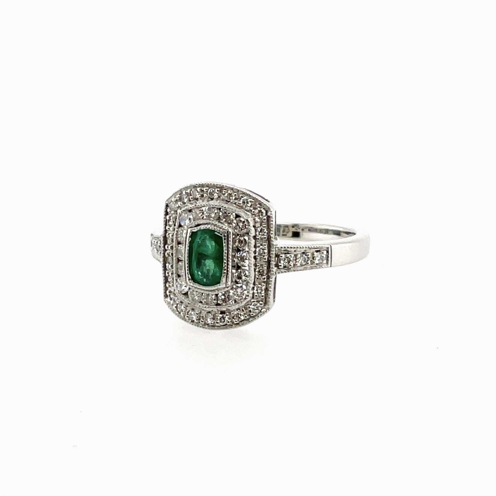 14K Emerald Diamond Ring Size 7