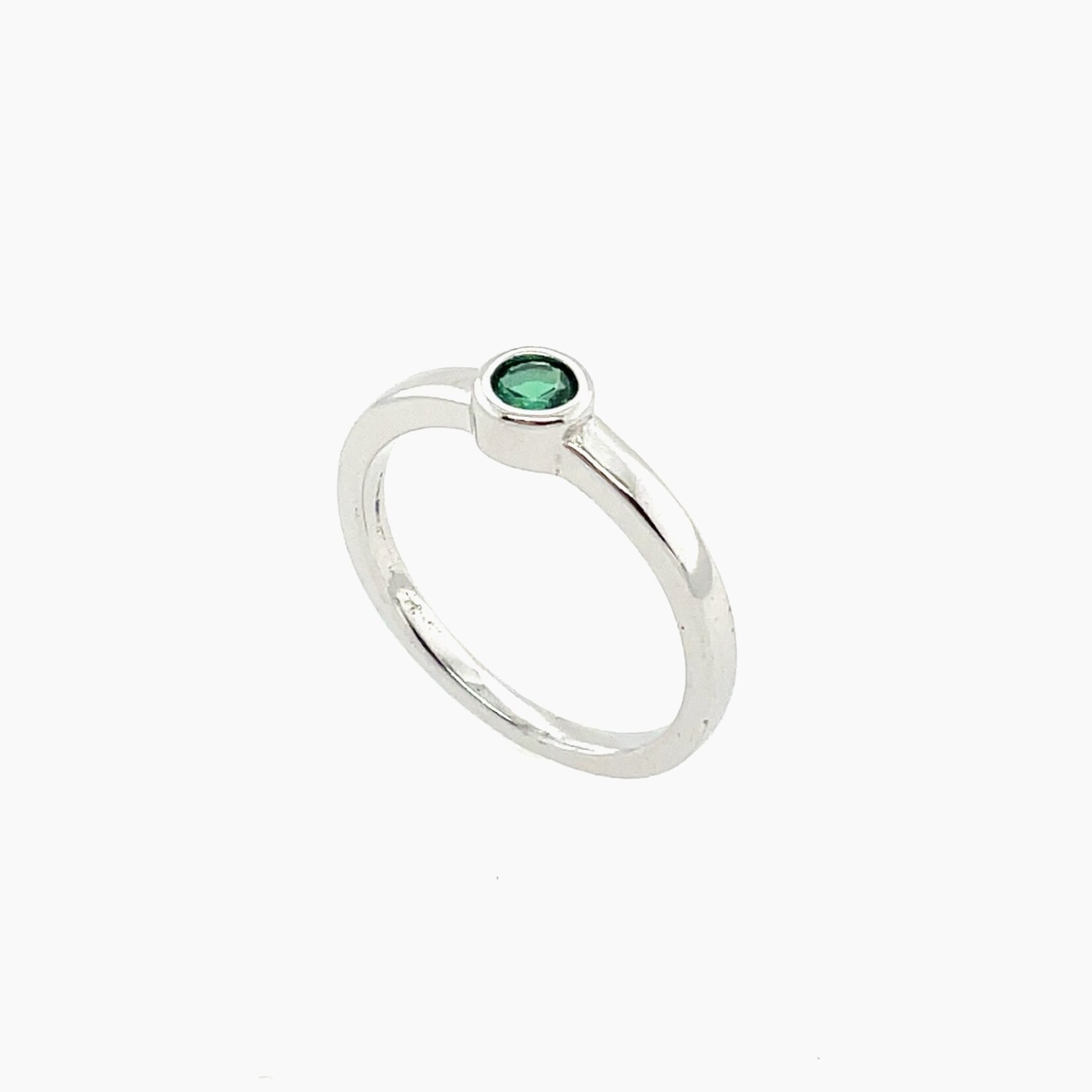 In Season Jewelry Silver Simulated May Birthstone CZ Baby Ring SZ 2