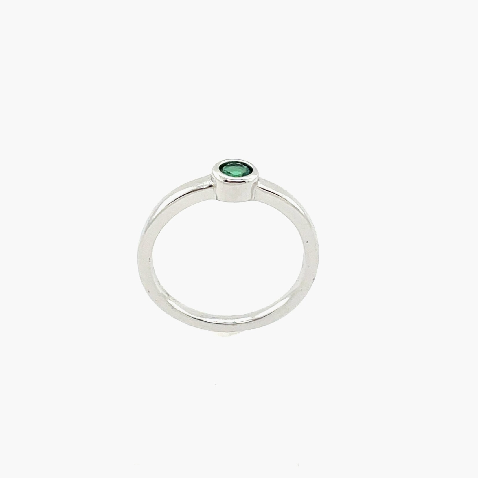 In Season Jewelry Silver Simulated May Birthstone CZ Baby Ring SZ 2