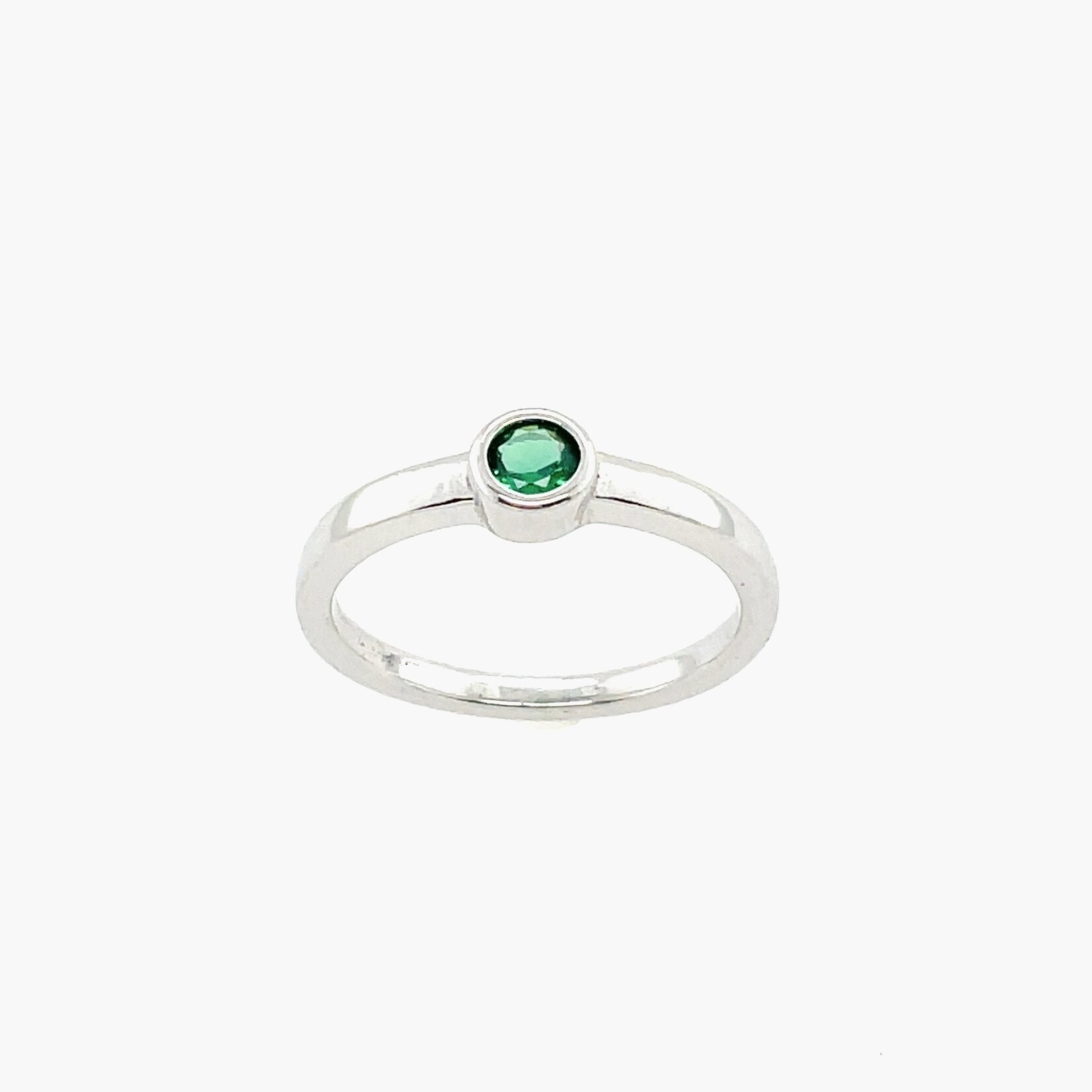 In Season Jewelry Silver Simulated May Birthstone CZ Baby Ring SZ 2