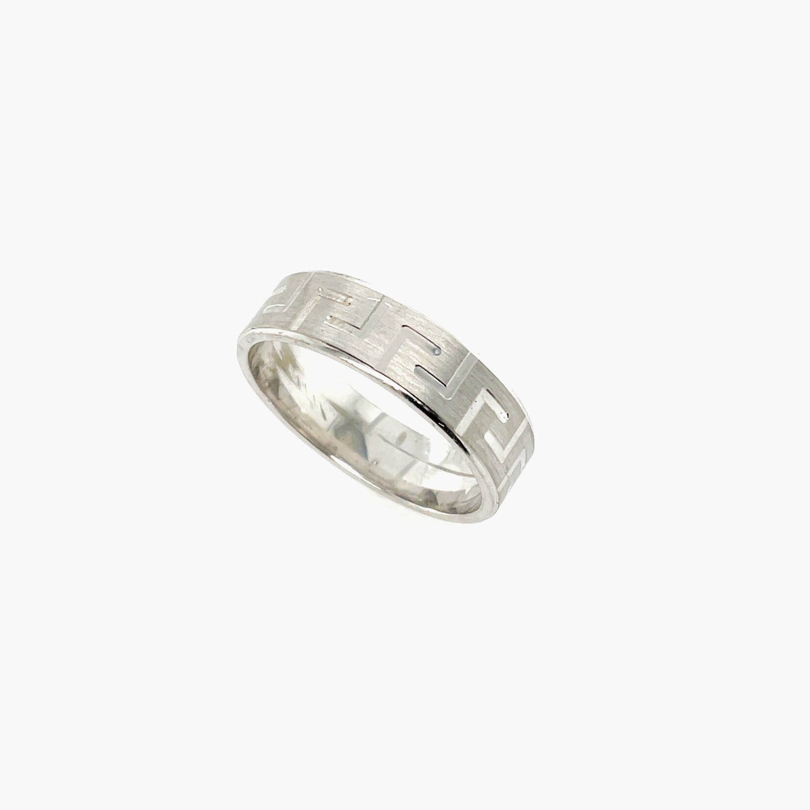 Silver Greek Key Wedding Band Size 9.25