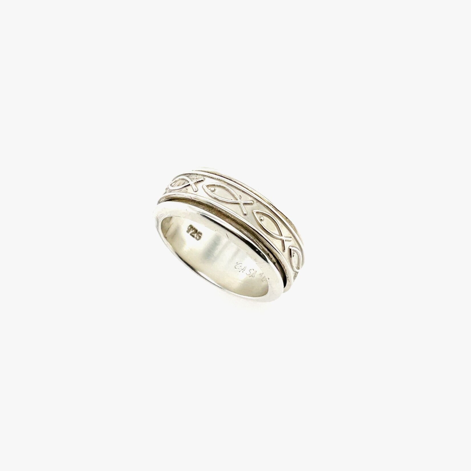 Sterling Silver Fish Spinner Ring Size 6