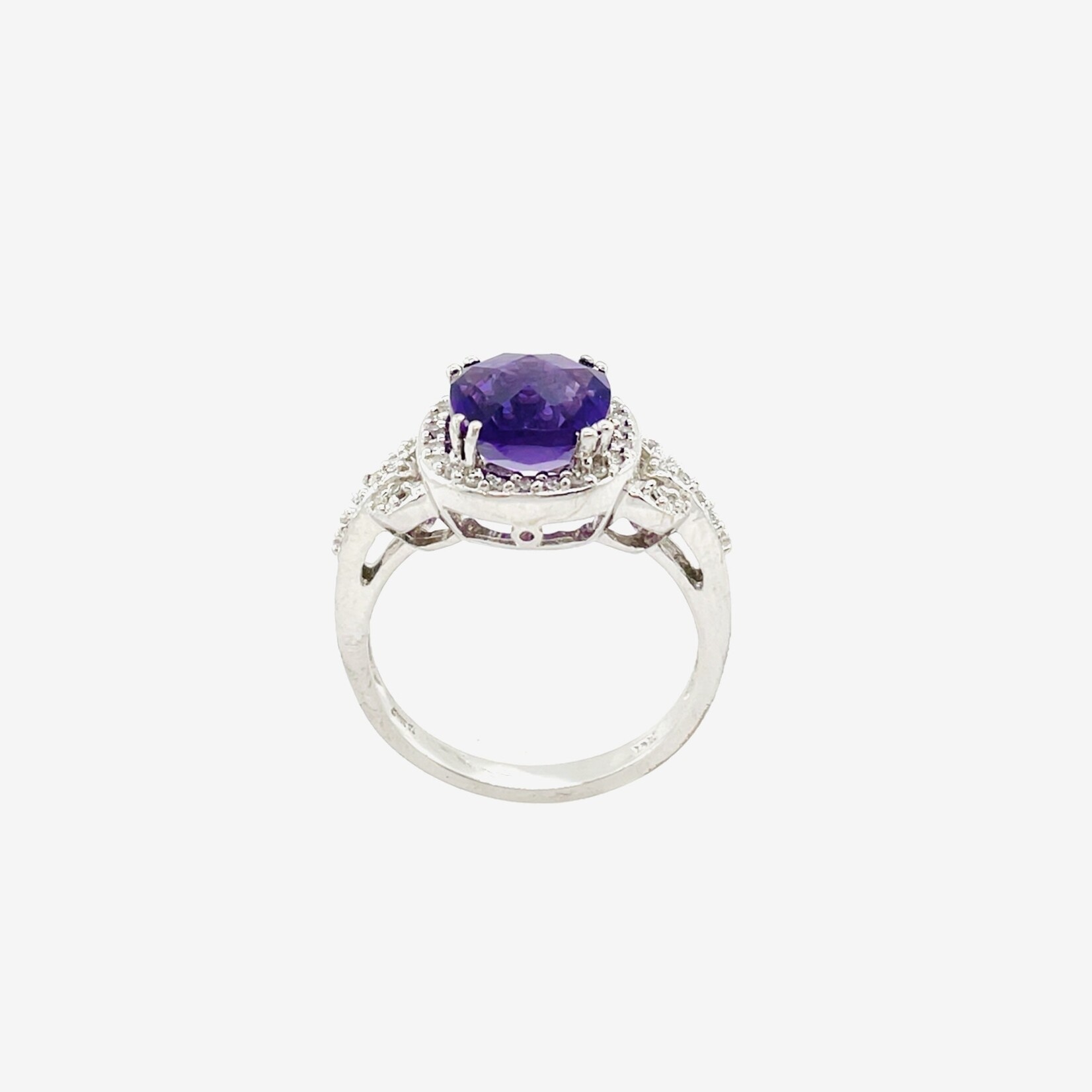 10K Ladies Amethyst Diamond Ring Size 7