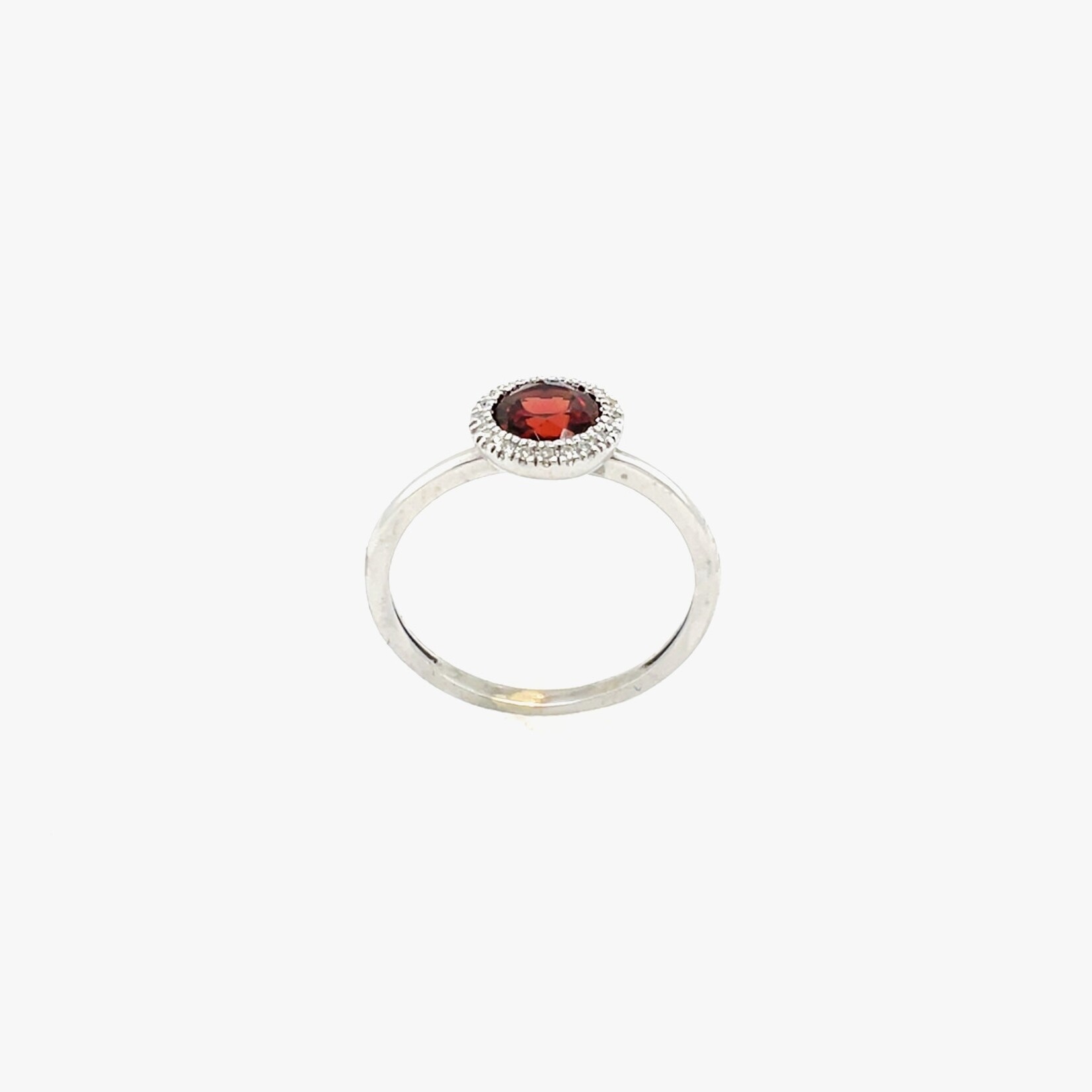 14K White Gold Ladies Garnet Ring Size 5