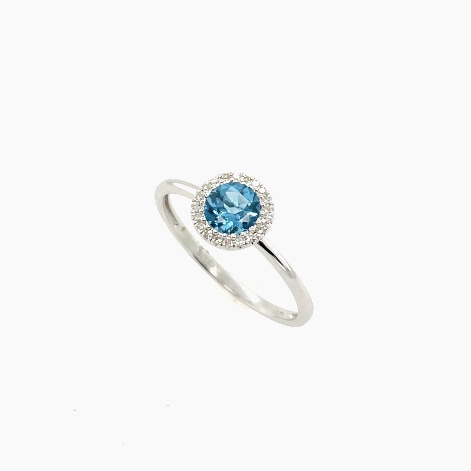14K Ladies Round Blue Topaz Ring Size 7