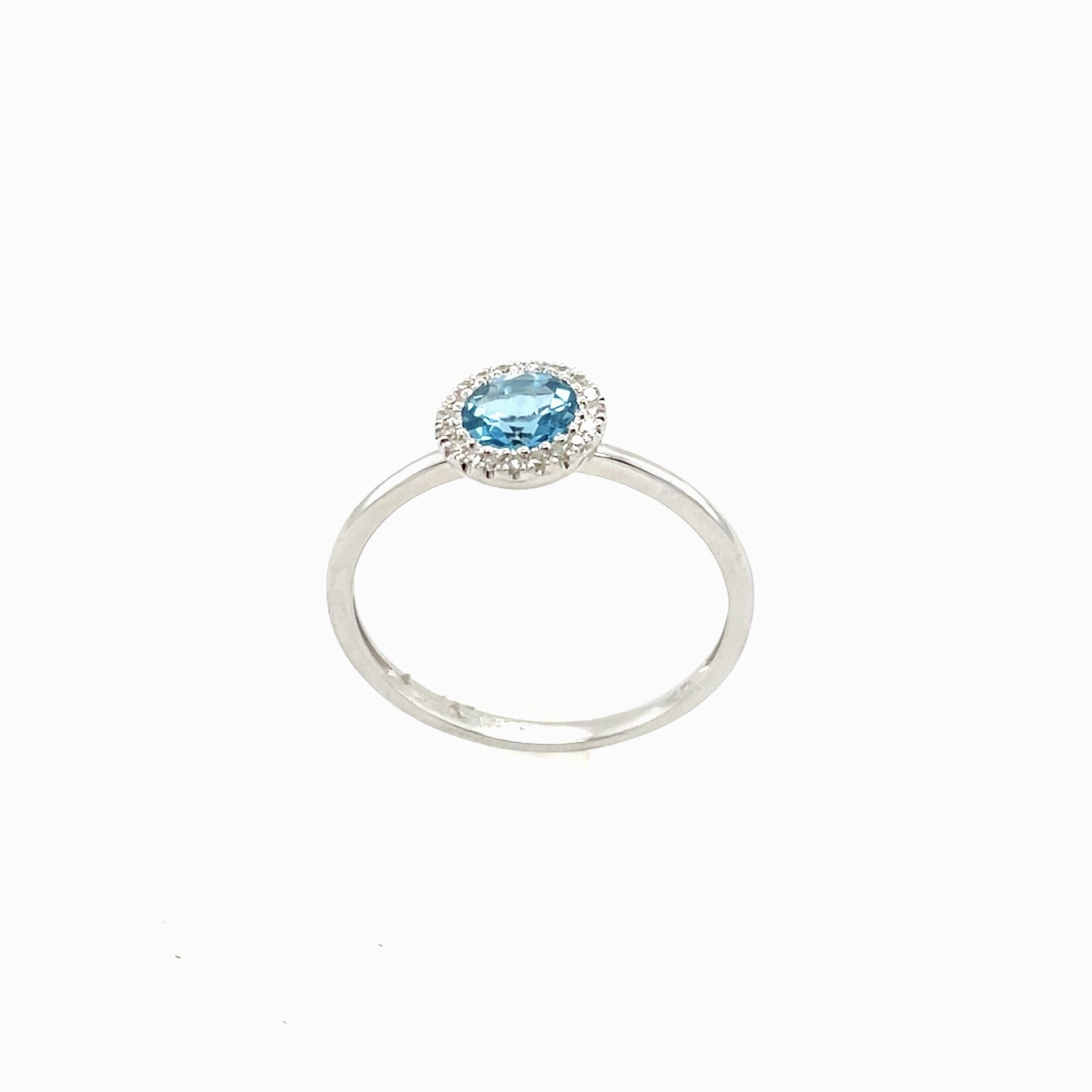 14K Ladies Round Blue Topaz Ring Size 7