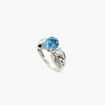 14K Diamond Blue Topaz, Size 6