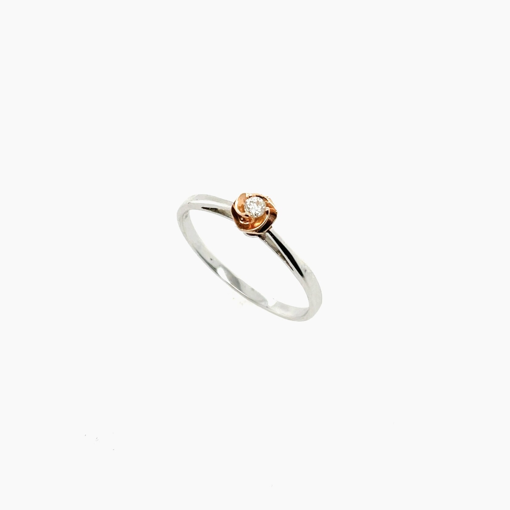 Two Tone 14 K Diamond Fashion Ring .04 Ctw Size 7
