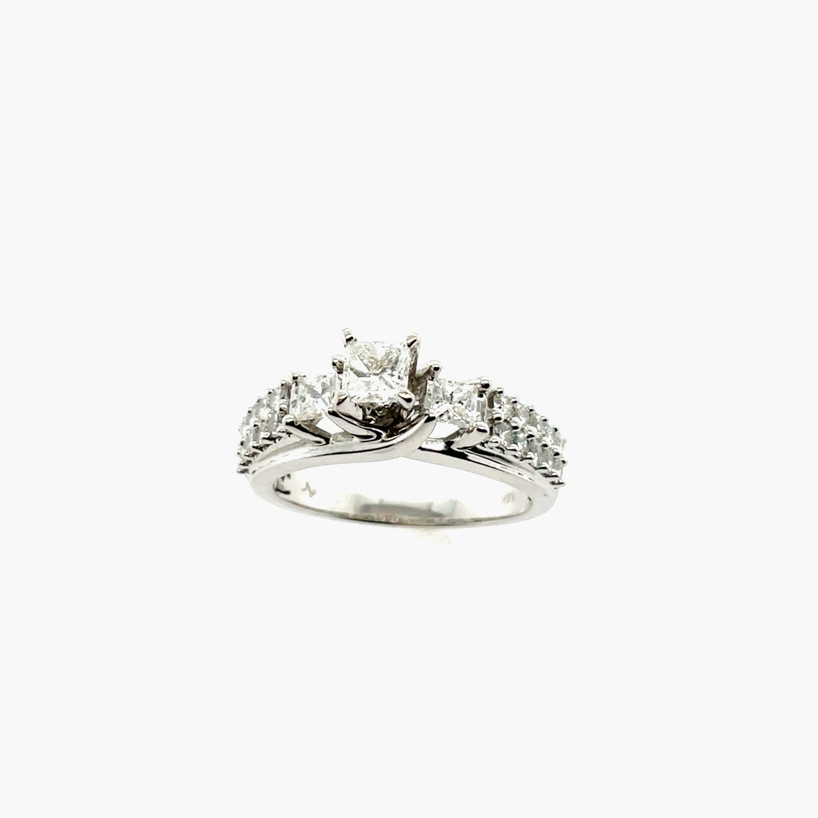 Millenia 14k White Gold Princess Cut Engagement Ring, Size 7