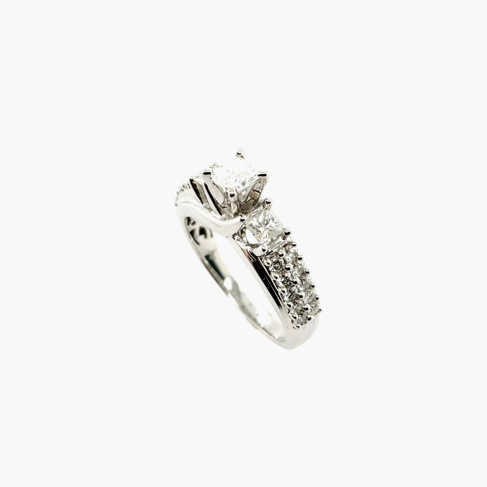 Millenia 14k White Gold Princess Cut Engagement Ring, Size 7
