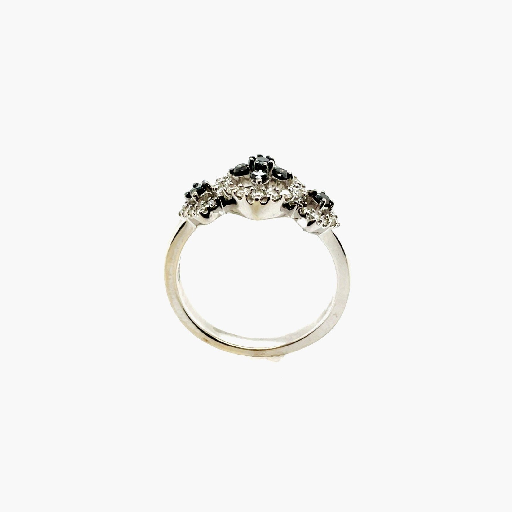 14K Black/White Diamond Ring, Size 6