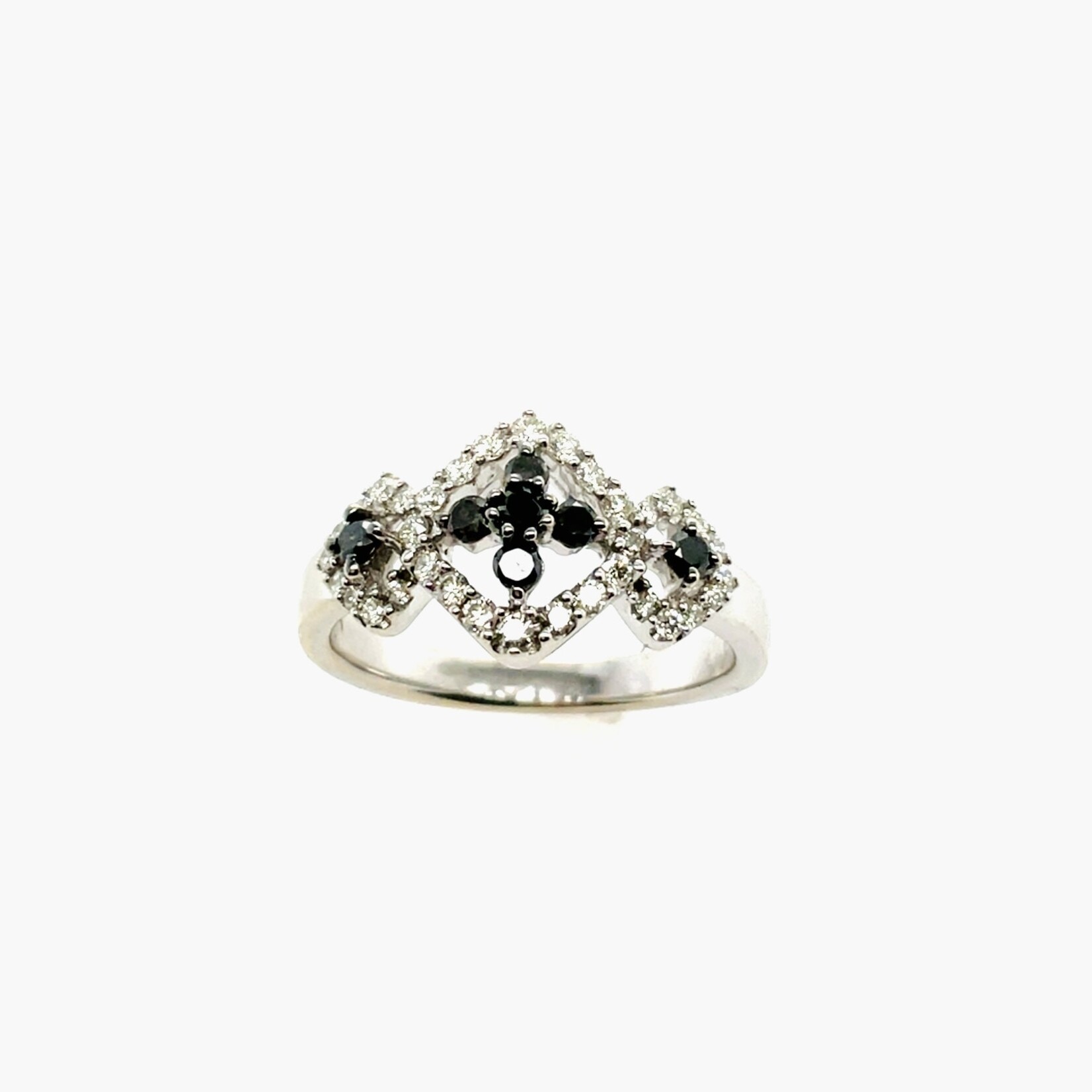 14K Black/White Diamond Ring, Size 6