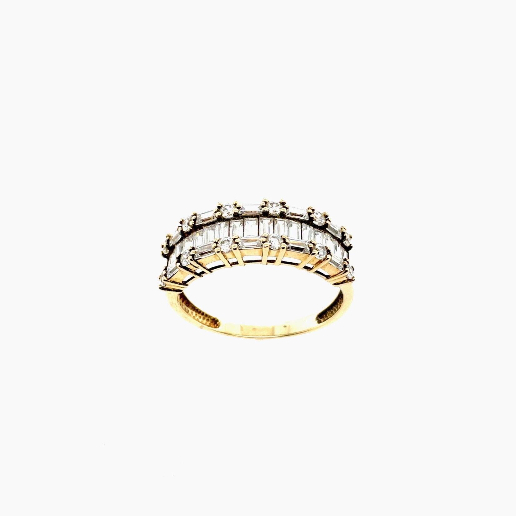 14kt Yellow Gold Filled Cross CZ Wedding Band Ring For Women - Cubic Zirconia Church Party Size 6-10