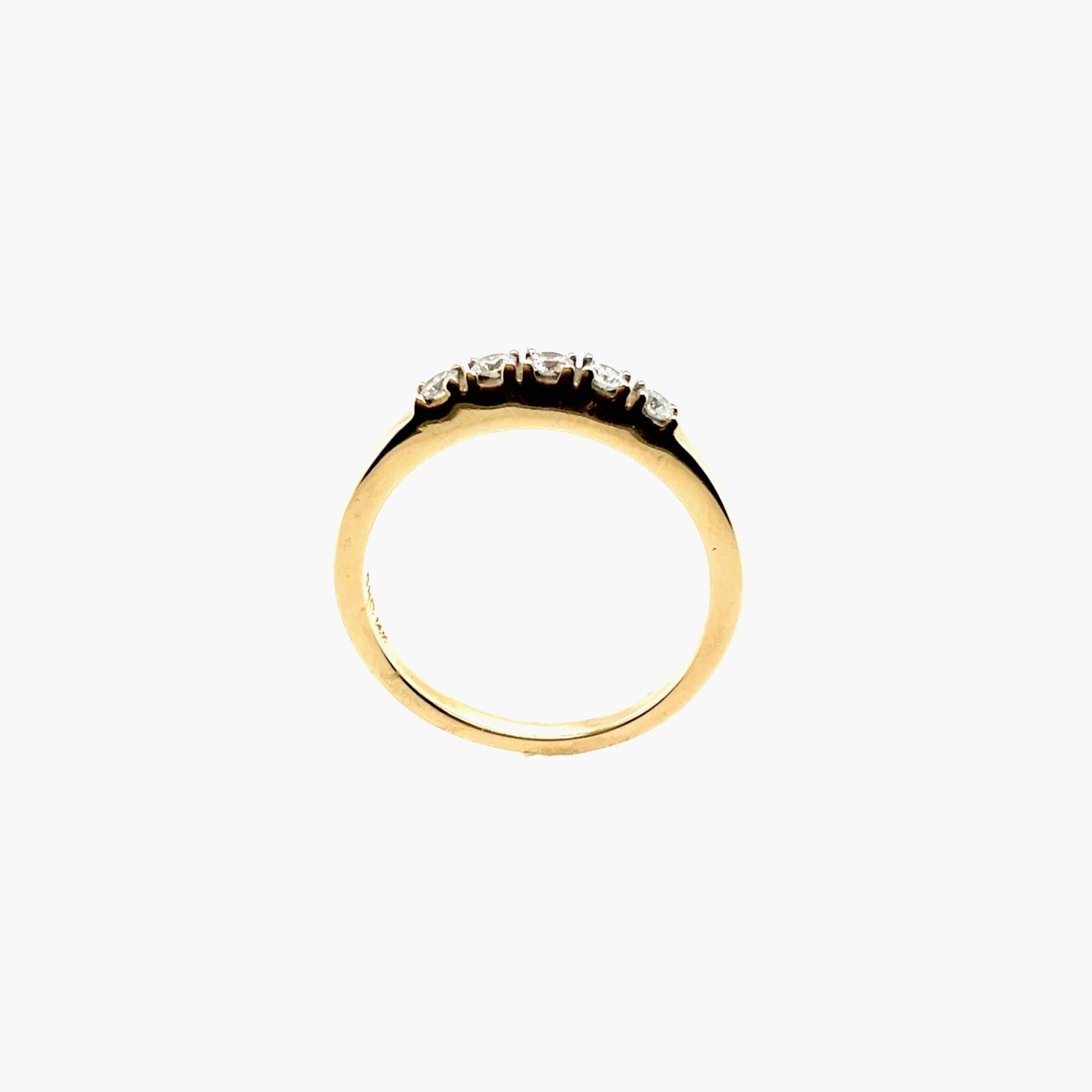 14 Kt Ladies Round Cut Diamond Wedding Band, Size 7