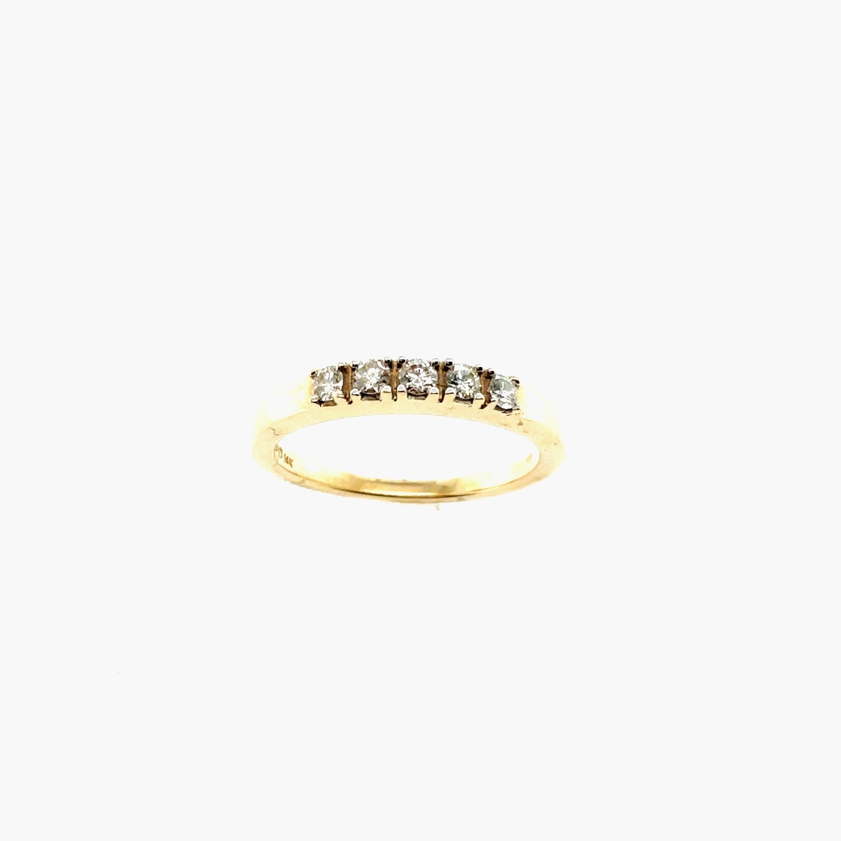14 Kt Ladies Round Cut Diamond Wedding Band, Size 7