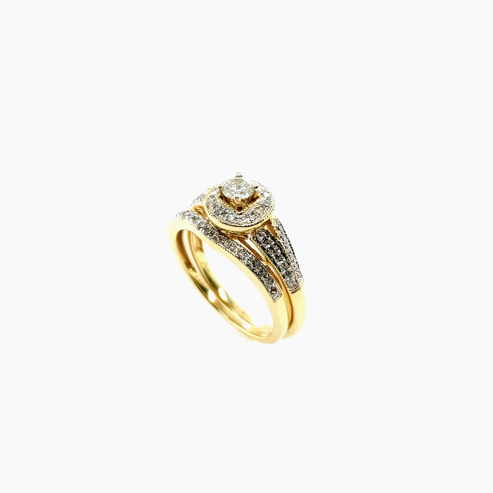 14K Round Cut Diamond Ring Wedding Set Size 7