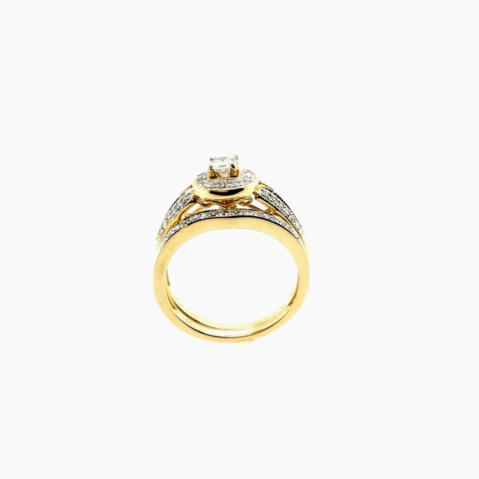 14K Round Cut Diamond Ring Wedding Set Size 7