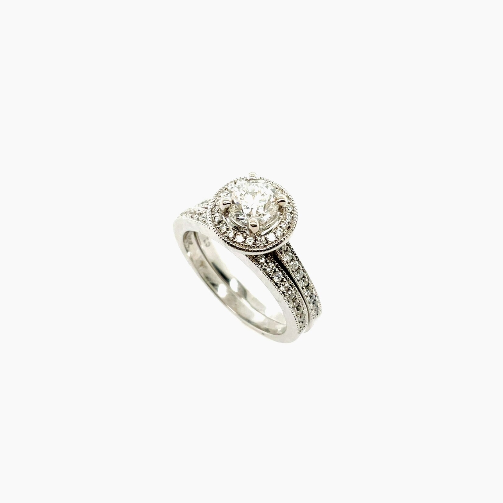 14K Halo Diamond Ring Set Size 6