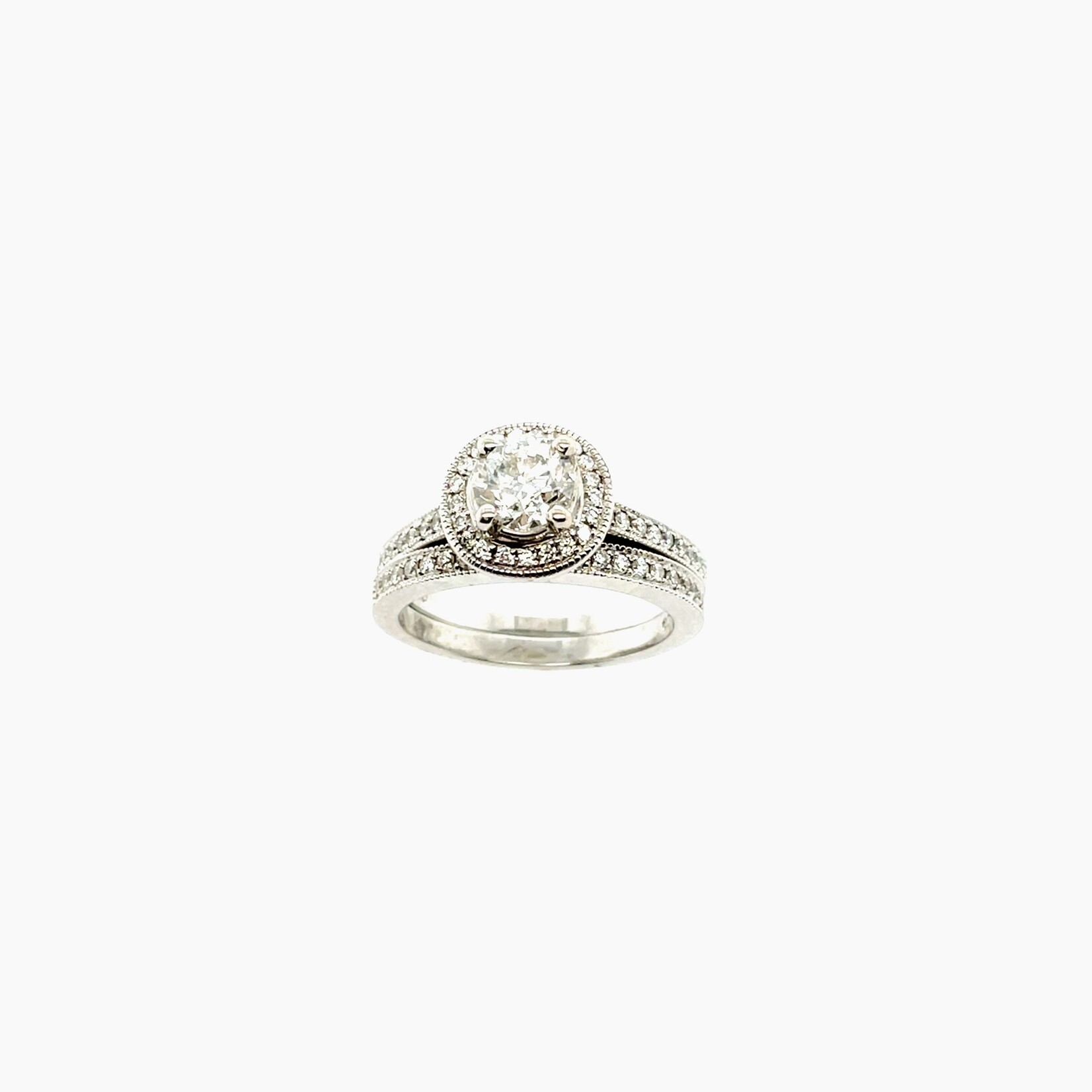 14K Halo Diamond Ring Set Size 6