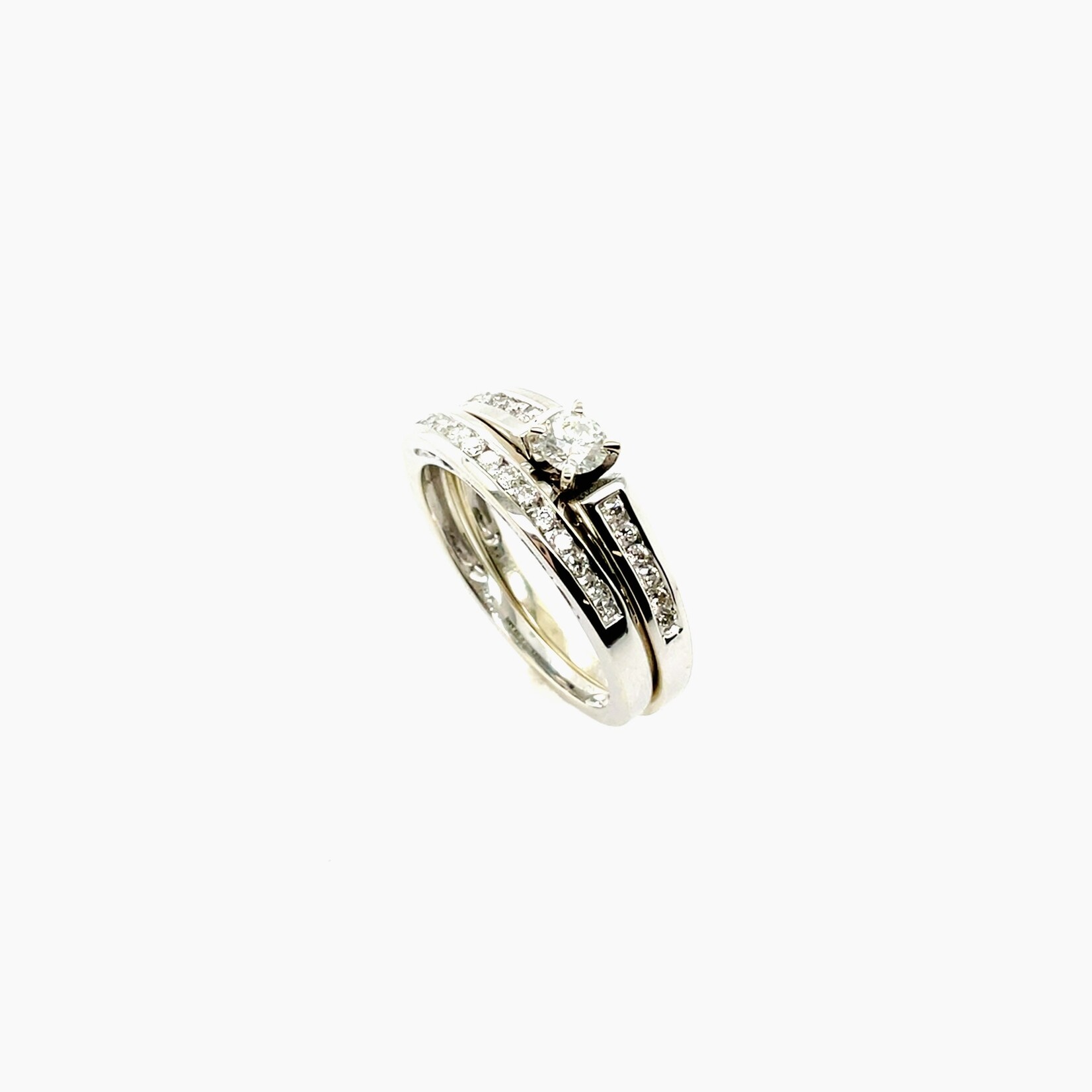 Millenia 14K White Gold Wedding Set, Size 7