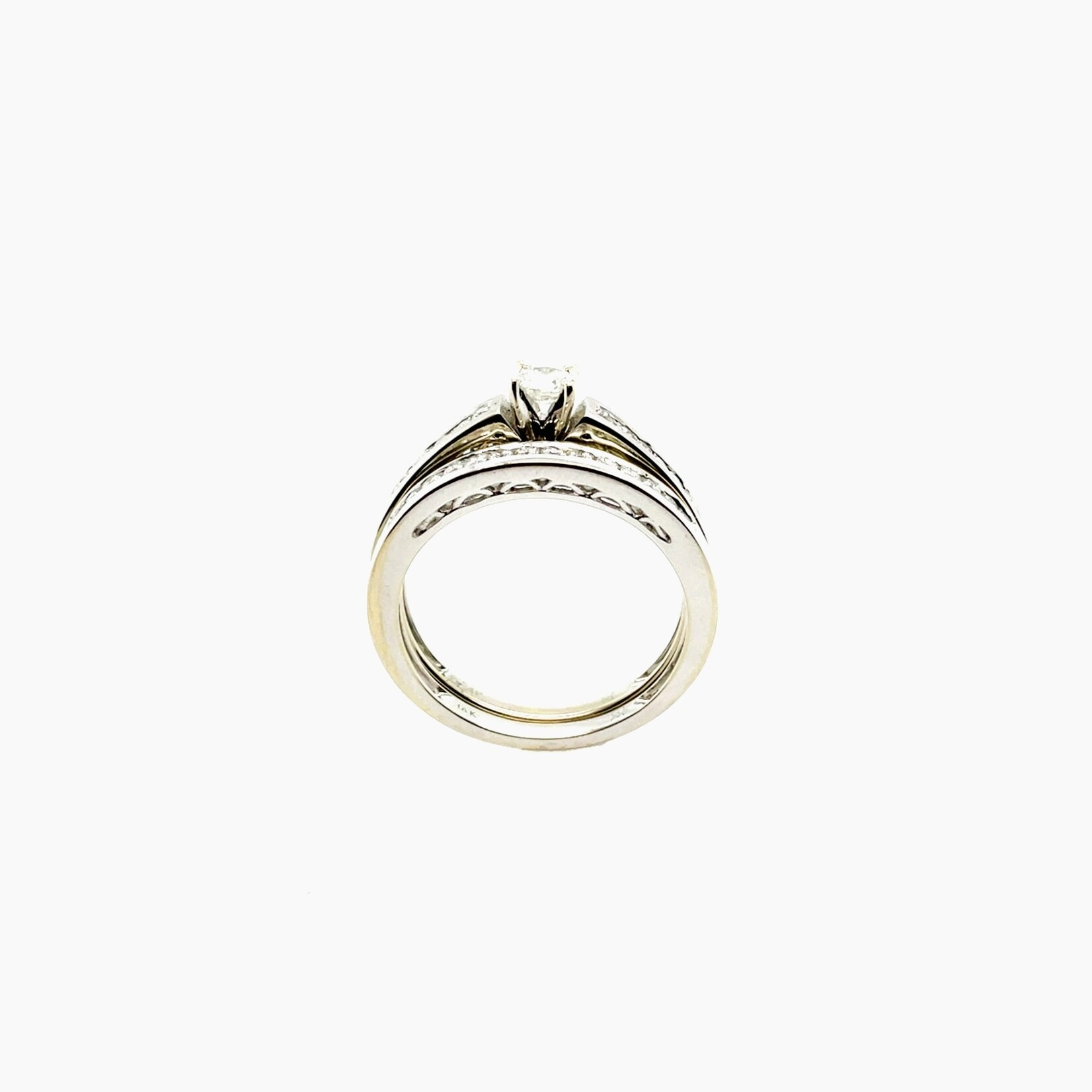 Millenia 14K White Gold Wedding Set, Size 7