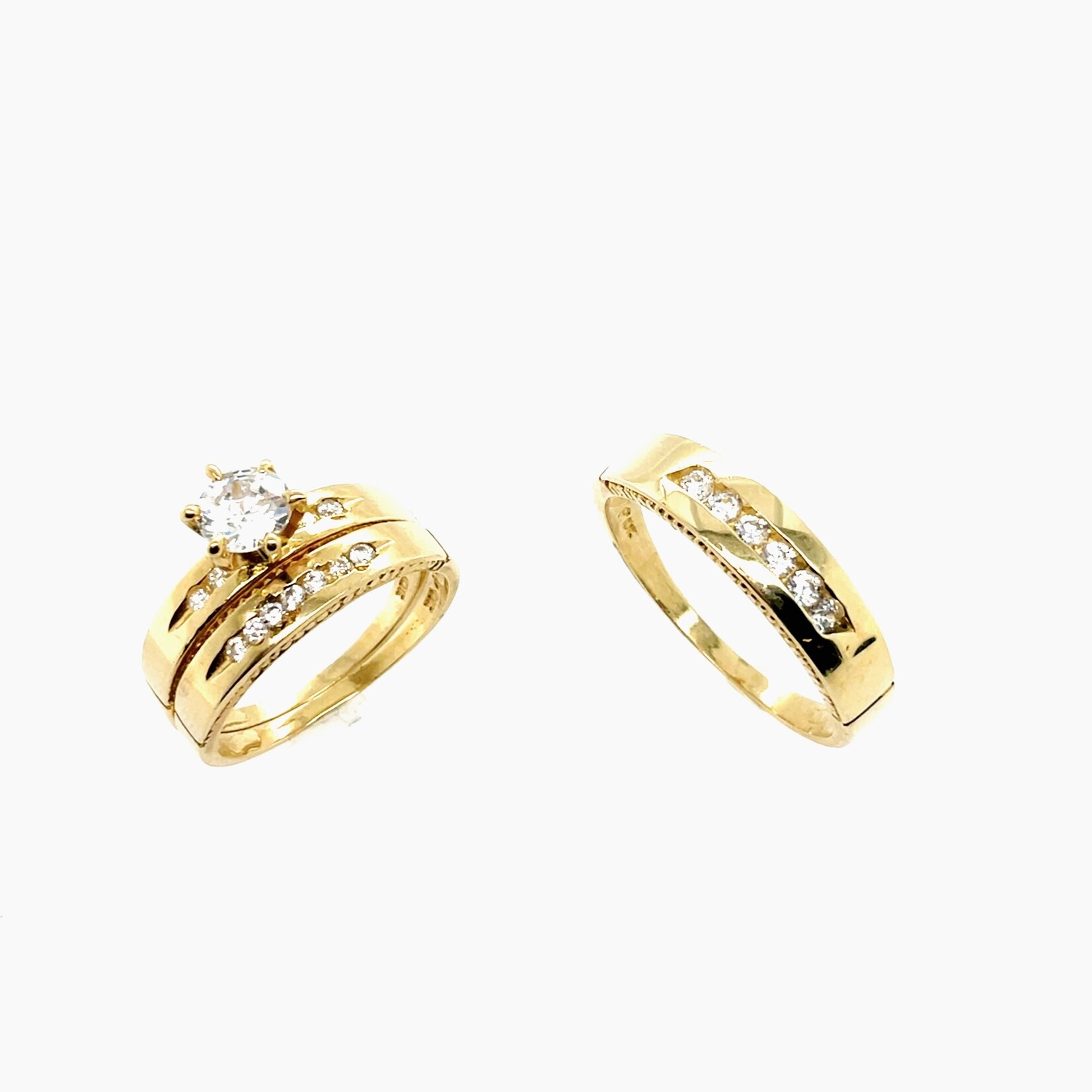 10 Kt Ladies Yellow Gold Wedding 3 Ring Set Size 6,10.5