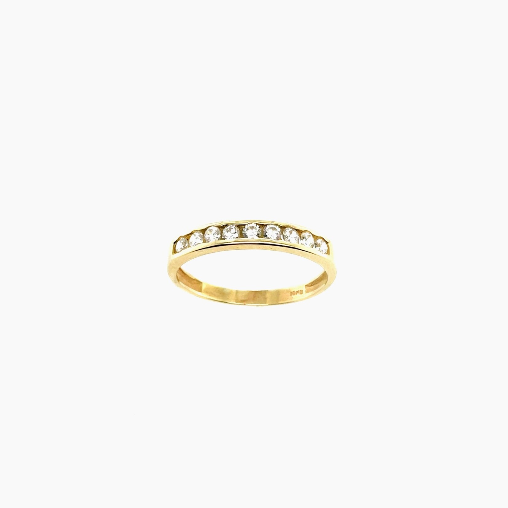 10K Yellow Gold Wedding Band CZ Size 10