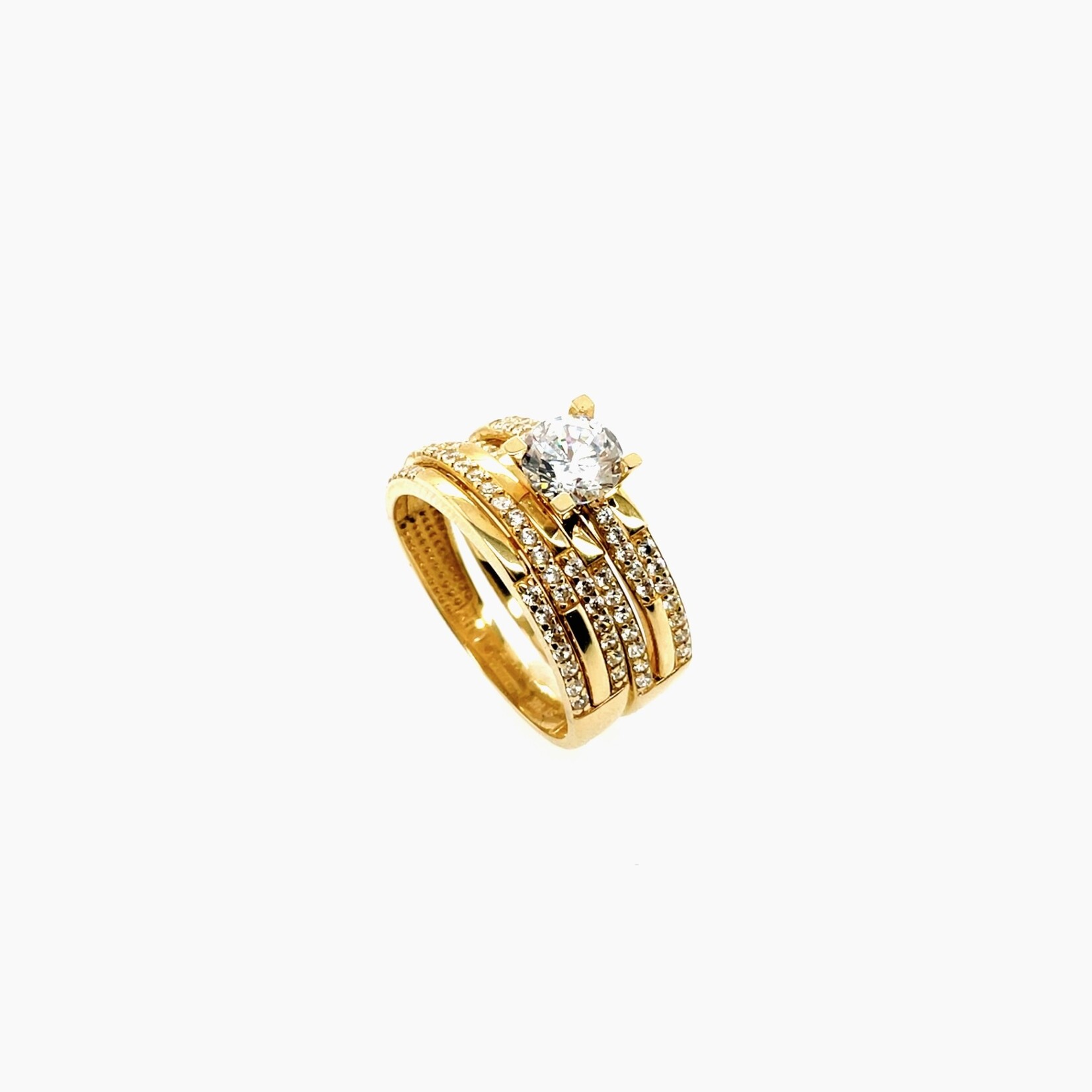 14K Gold CZ Wedding Ring Set Size 7.5