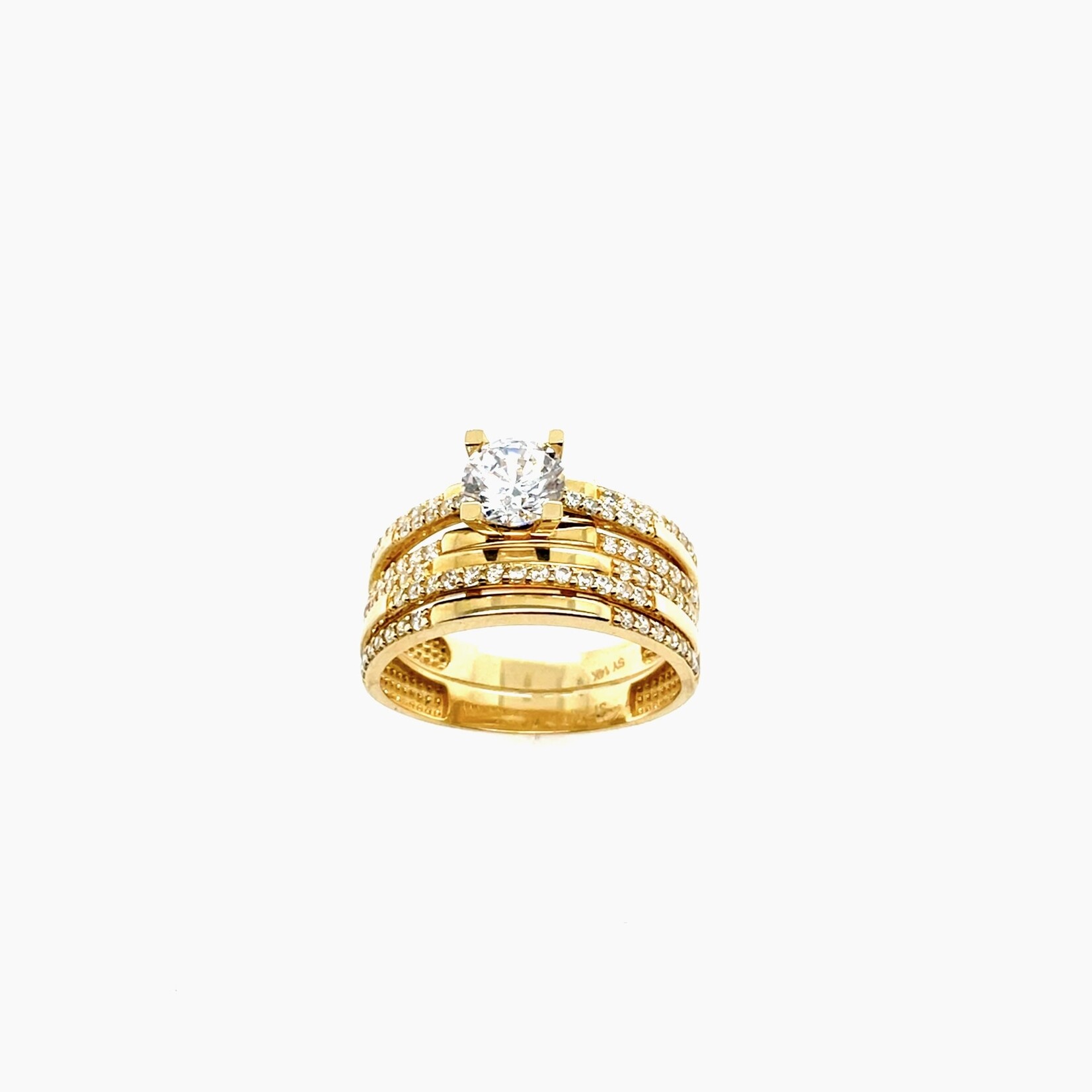 14K Gold CZ Wedding Ring Set Size 7.5