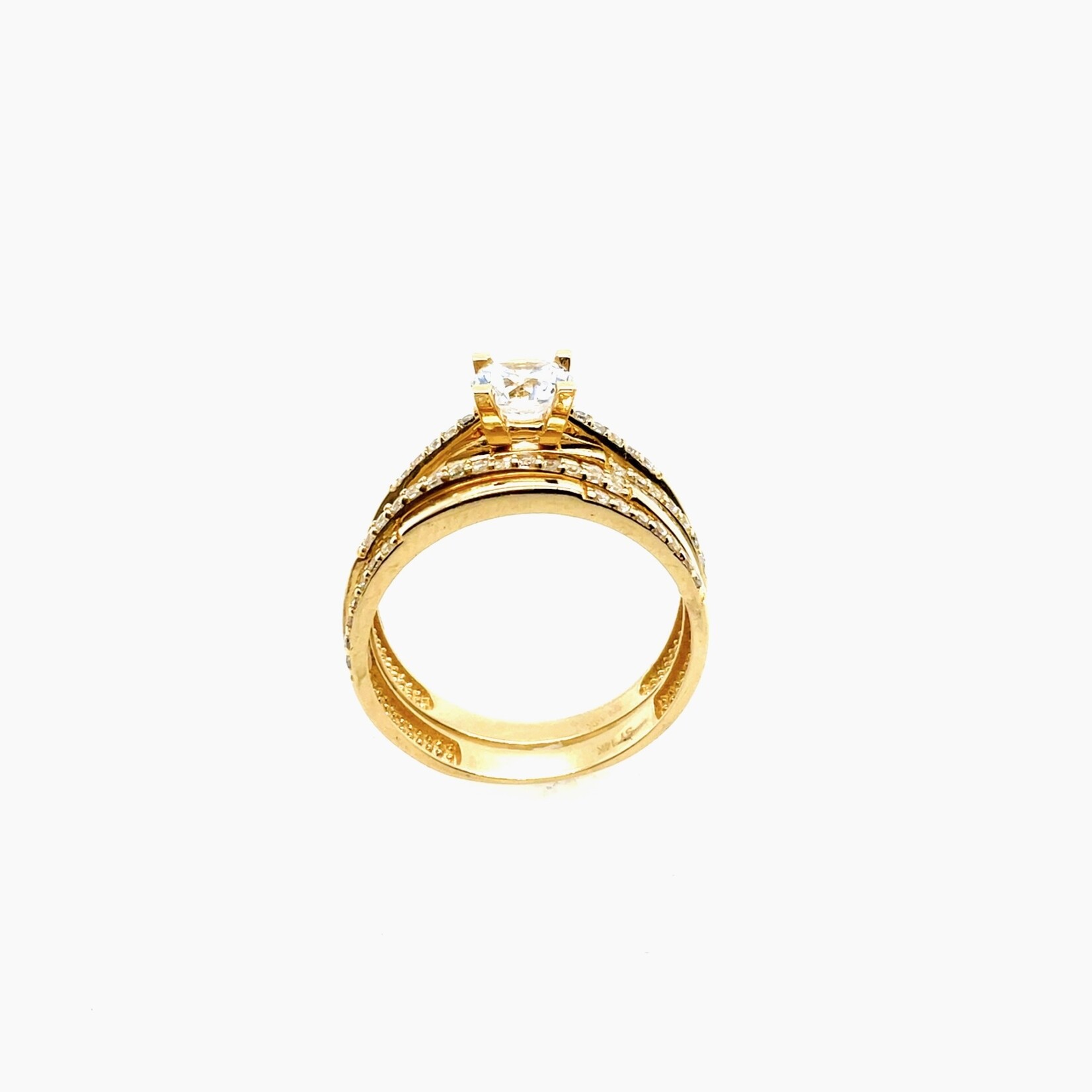 14K Gold CZ Wedding Ring Set Size 7.5