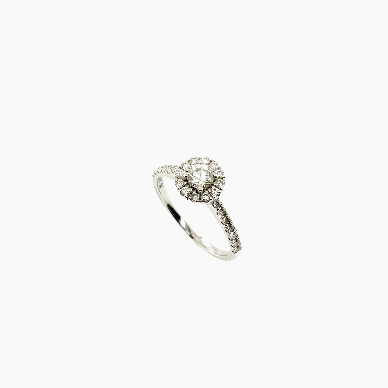 14K White Gold Halo Ring Size 7