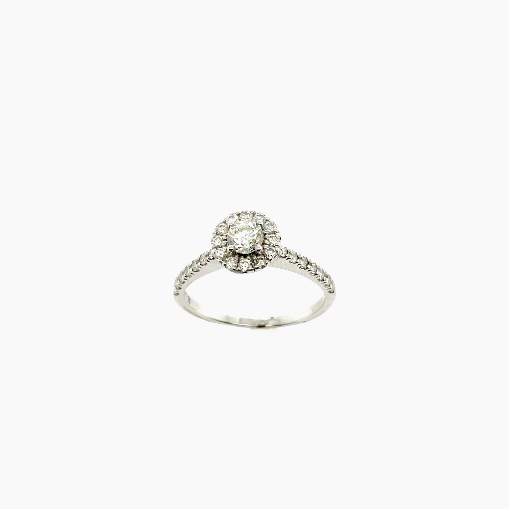 14K White Gold Halo Ring Size 7