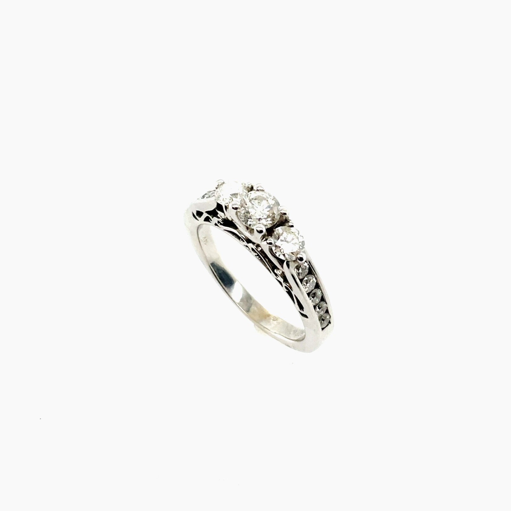 Millenia 14k White Gold 3-Stone Engagement Ring, Size 6.5