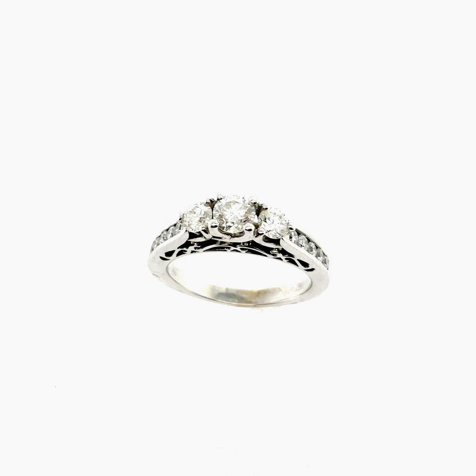 Millenia 14k White Gold 3-Stone Engagement Ring, Size 6.5