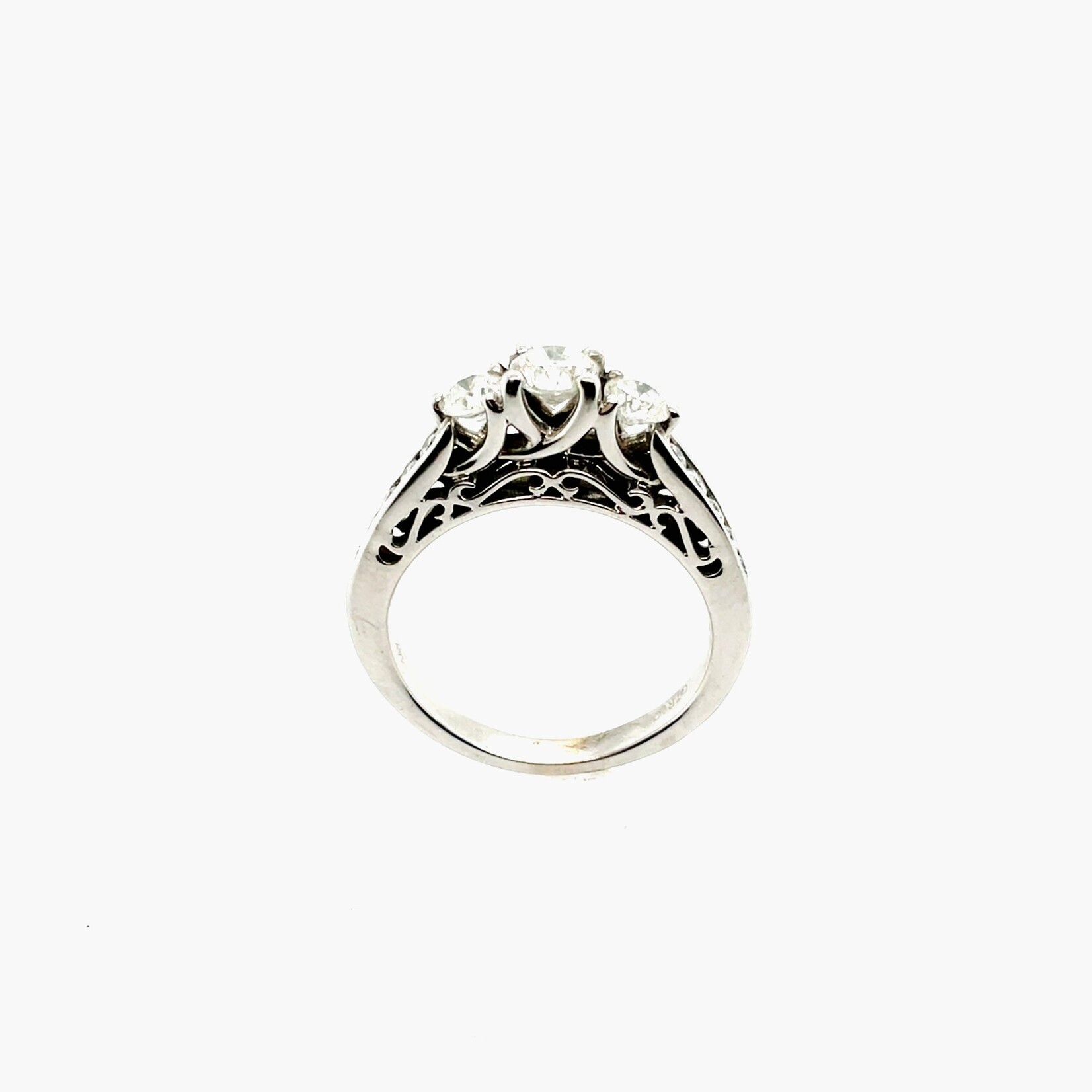 Millenia 14k White Gold 3-Stone Engagement Ring, Size 6.5