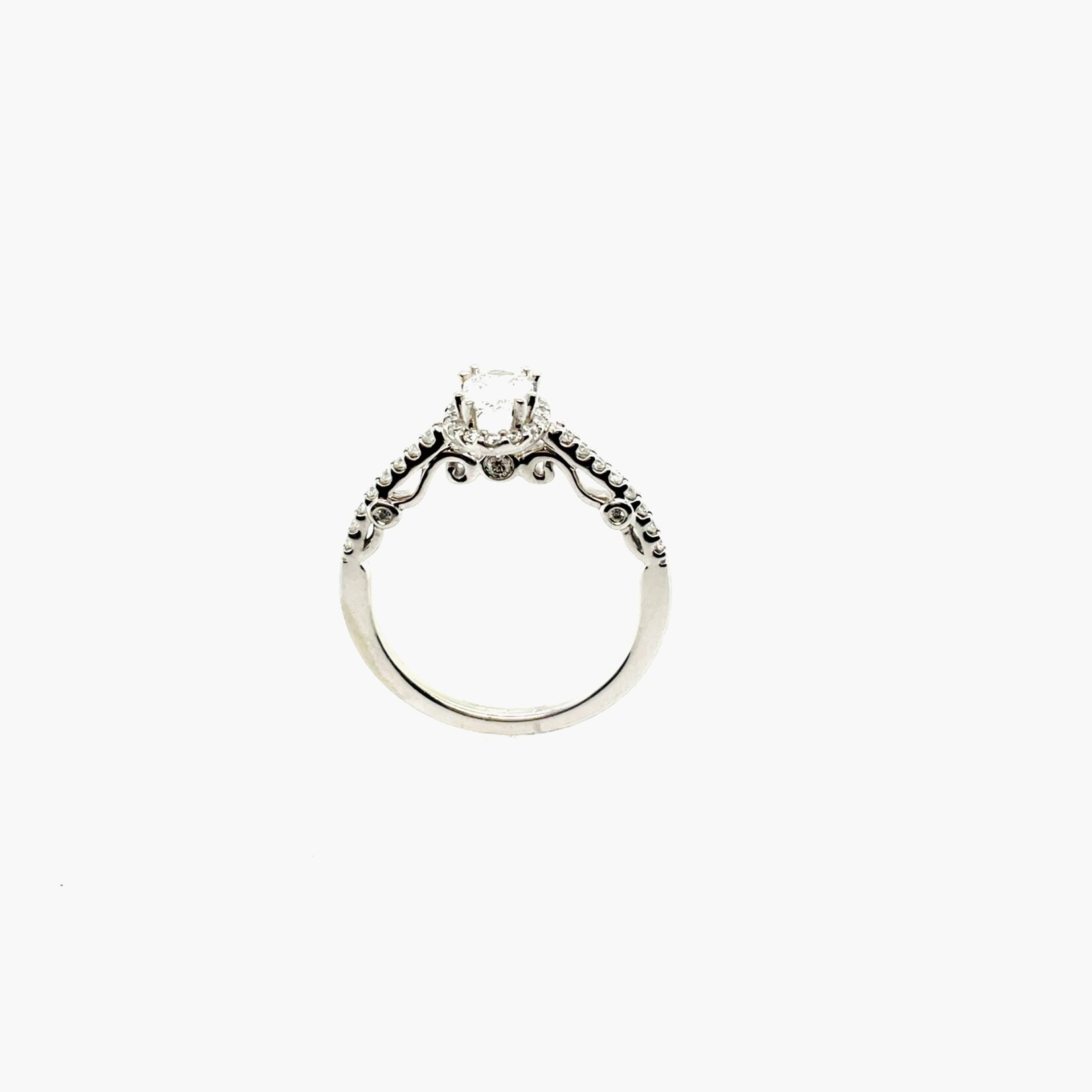 Millenia 14K Oval Halo Ring, Size 6